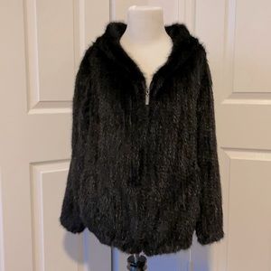 Jingpin No tags no label black hoodie rabbit fur